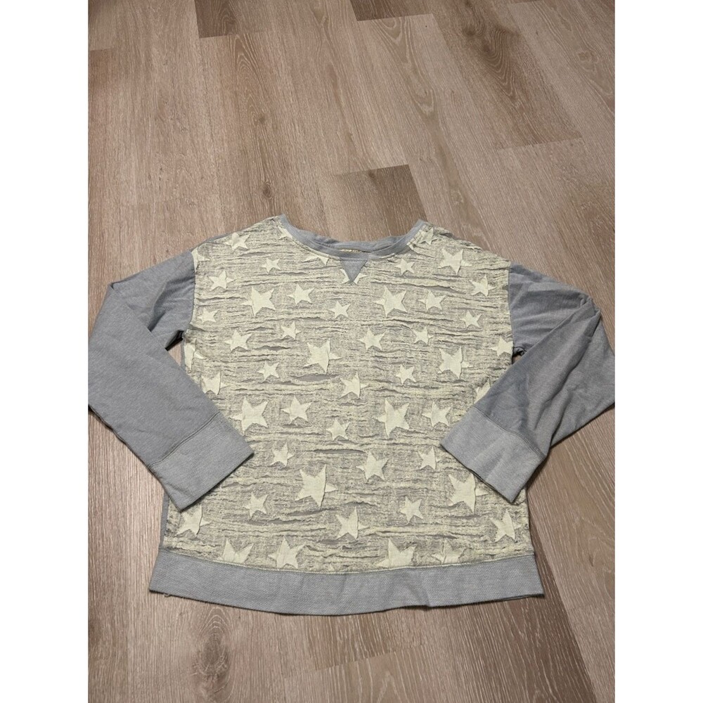 Princess by Vera Wang Knit Gauze Front Star Print Long-Sleeve Top Sz Large